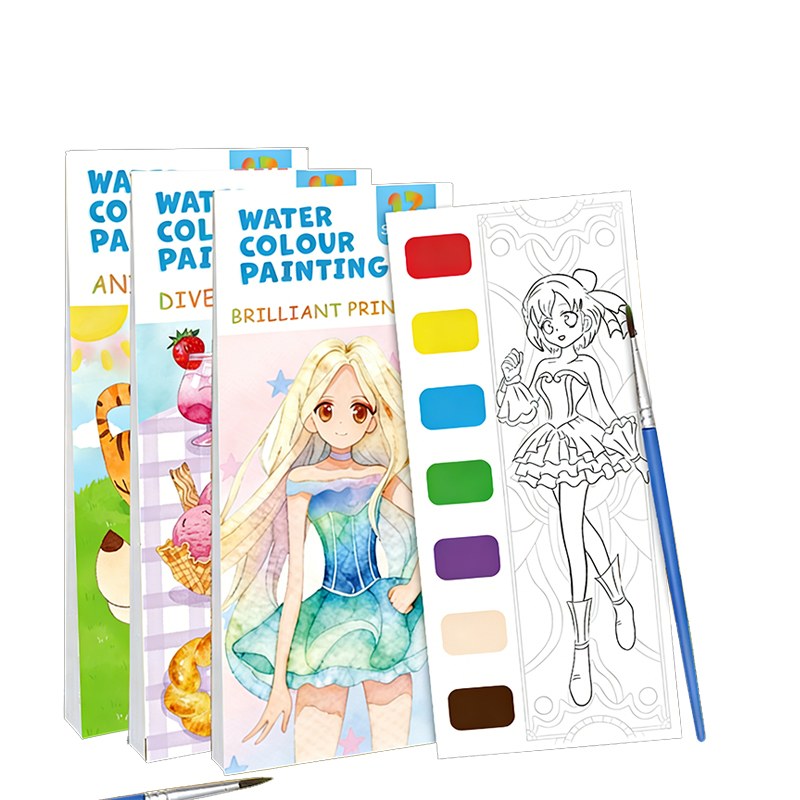 หนังสือวาดภาพสีน้ำปกแข็งพร้อมสีในตัว